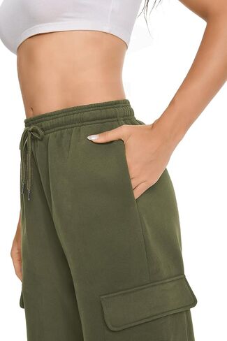 Womens Cargo Sweatpants Fleece Lined Straight Leg Drawstring Sweat Pants Workout Joggers with 4 Pockets 31‘’ Inseam in Saudi Arabia