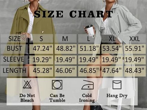 سترة Cicy Bell النسائية ذات الصدر المزدوج الطويلة ذات طية صدر السترة متوسطة الطول مع معطف بحزام in Kuwait