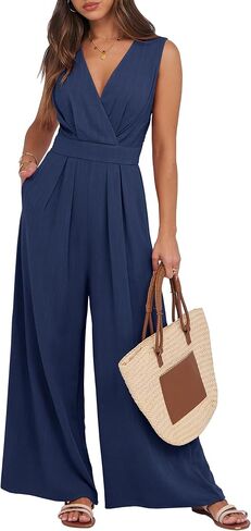 ANRABESS Women Jumpsuits Sleeveless V Neck Elegant Dressy Casual Backless One Piece Pants Romper 2025 Summer Outfits in Saudi Arabia