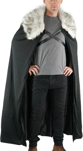 Viking Lord Halloween Costume - Cloak Cape of Fur Adult Men Womens Vikings Sword Brown Cosplay Game, Grey, Large in Kuwait