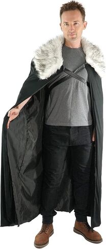 Viking Lord Halloween Costume - Cloak Cape of Fur Adult Men Womens Vikings Sword Brown Cosplay Game, Grey, Large in Kuwait