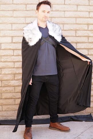 Viking Lord Halloween Costume - Cloak Cape of Fur Adult Men Womens Vikings Sword Brown Cosplay Game, Grey, Large in Kuwait