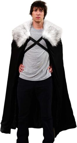 Viking Lord Halloween Costume - Cloak Cape of Fur Adult Men Womens Vikings Sword Brown Cosplay Game, Grey, Large in Kuwait