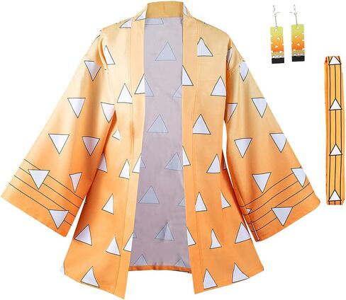 Haydory Women Kochou Shinobu/Agatsuma Zenitsu/Rengoku Kyoujurou Cloak Cosplay Costume Kimono Cape Robe Halloween Suit Adult in Saudi Arabia