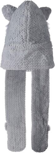 haozaikeji Winter Animal Hood Scarf Hat 3-in-1 Multi-Functional Animal Hat Faux Fur Winter Hat Novelty Hat with Paw Pocket in Saudi Arabia