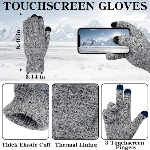 7 PCS Winter Hat Scarf Gloves and Ear Warmer, Warm Knit Beanie Hat Touch Screen Gloves Set Winter Gifts for Unisex in Kuwait