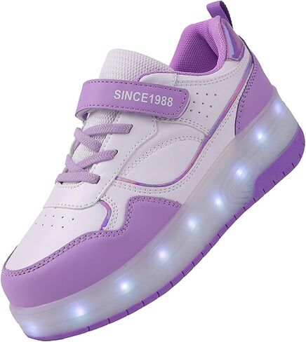 Unisex Roller Shoes Kids Sparkling Wheels Shoes Girls Light up Roller Skates Sneakers Boys Rechargeable Flashing Sneakers for Gift in Saudi Arabia