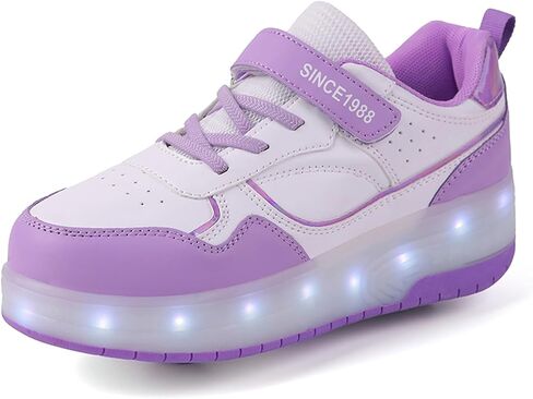 Unisex Roller Shoes Kids Sparkling Wheels Shoes Girls Light up Roller Skates Sneakers Boys Rechargeable Flashing Sneakers for Gift in Saudi Arabia