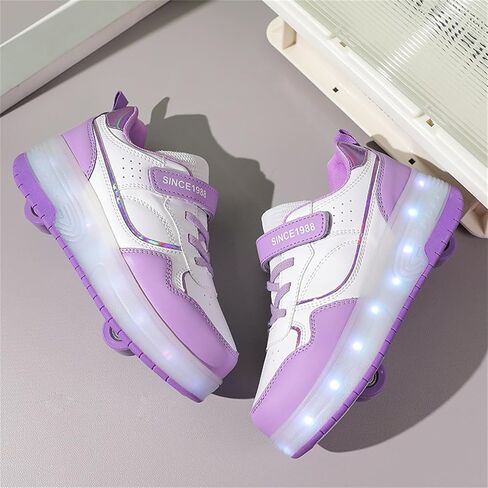 Unisex Roller Shoes Kids Sparkling Wheels Shoes Girls Light up Roller Skates Sneakers Boys Rechargeable Flashing Sneakers for Gift in Saudi Arabia