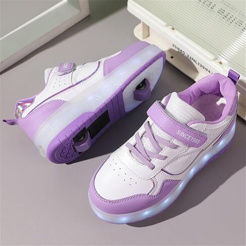 Unisex Roller Shoes Kids Sparkling Wheels Shoes Girls Light up Roller Skates Sneakers Boys Rechargeable Flashing Sneakers for Gift in Saudi Arabia