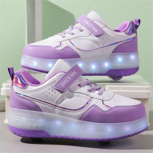 Unisex Roller Shoes Kids Sparkling Wheels Shoes Girls Light up Roller Skates Sneakers Boys Rechargeable Flashing Sneakers for Gift in Saudi Arabia