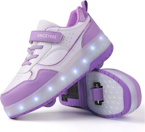 Unisex Roller Shoes Kids Sparkling Wheels Shoes Girls Light up Roller Skates Sneakers Boys Rechargeable Flashing Sneakers for Gift in Saudi Arabia