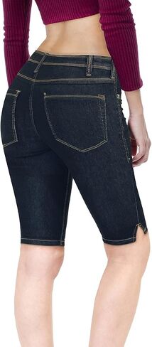 Hybrid & Company Womens Butt Lifting Mid Rise Denim Bermuda Shorts in Saudi Arabia