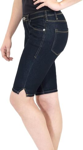 Hybrid & Company Womens Butt Lifting Mid Rise Denim Bermuda Shorts in Saudi Arabia