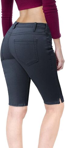 Hybrid & Company Womens Butt Lifting Mid Rise Denim Bermuda Shorts in Saudi Arabia