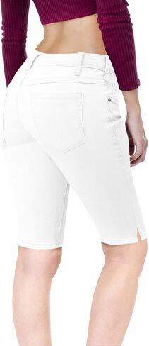 Hybrid & Company Womens Butt Lifting Mid Rise Denim Bermuda Shorts in Saudi Arabia