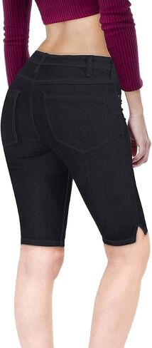 Hybrid & Company Womens Butt Lifting Mid Rise Denim Bermuda Shorts in Saudi Arabia