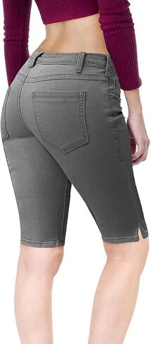 Hybrid & Company Womens Butt Lifting Mid Rise Denim Bermuda Shorts in Saudi Arabia