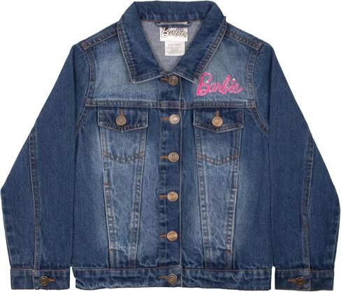 Barbie Girl's Button Up Jean Jacket - Fashion Denim Jacket Print for Kids in Saudi Arabia
