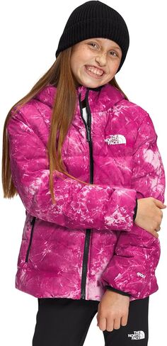 سترة بقلنسوة مطبوعة ذات وجهين من الشمال إلى الأسفل للفتيات من THE NORTH FACE (الأطفال الصغار/الأطفال الكبار) صبغة رش باللون الفوشيا الوردي مقاس SM (7-8 أطفال كبار) in Kuwait