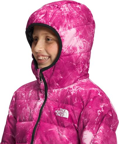 سترة بقلنسوة مطبوعة ذات وجهين من الشمال إلى الأسفل للفتيات من THE NORTH FACE (الأطفال الصغار/الأطفال الكبار) صبغة رش باللون الفوشيا الوردي مقاس SM (7-8 أطفال كبار) in Kuwait
