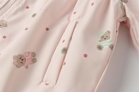 Mud Kingdom Girls Hooded Jacket Long Sleeve Cartoon Bear Print Outerwear Pocket Zipper Cute in Saudi Arabia