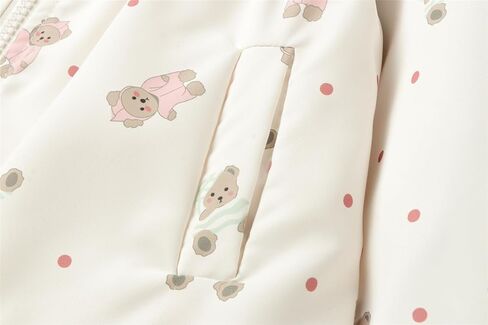 Mud Kingdom Girls Hooded Jacket Long Sleeve Cartoon Bear Print Outerwear Pocket Zipper Cute in Saudi Arabia