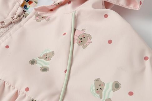 Mud Kingdom Girls Hooded Jacket Long Sleeve Cartoon Bear Print Outerwear Pocket Zipper Cute in Saudi Arabia