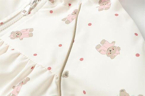 Mud Kingdom Girls Hooded Jacket Long Sleeve Cartoon Bear Print Outerwear Pocket Zipper Cute in Saudi Arabia