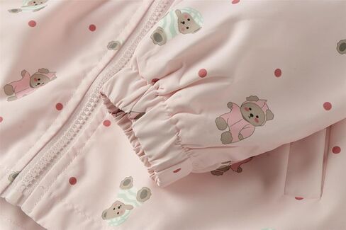 Mud Kingdom Girls Hooded Jacket Long Sleeve Cartoon Bear Print Outerwear Pocket Zipper Cute in Saudi Arabia