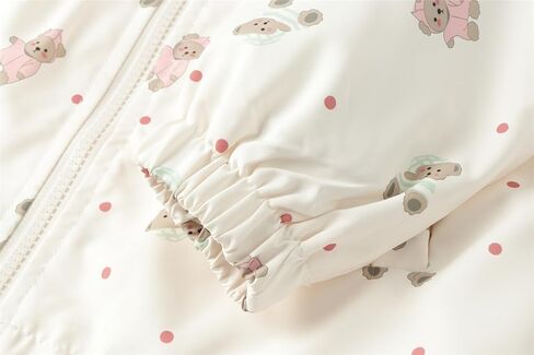 Mud Kingdom Girls Hooded Jacket Long Sleeve Cartoon Bear Print Outerwear Pocket Zipper Cute in Saudi Arabia