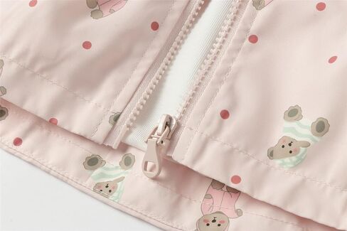 Mud Kingdom Girls Hooded Jacket Long Sleeve Cartoon Bear Print Outerwear Pocket Zipper Cute in Saudi Arabia