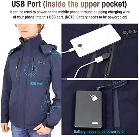 سترة ARRIS للنساء للتدفئة الكهربائية معطف أزرق للتدفئة مقاس صغير in Kuwait