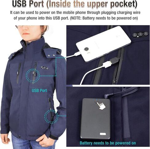 سترة ARRIS للنساء للتدفئة الكهربائية معطف أزرق للتدفئة مقاس صغير in Kuwait