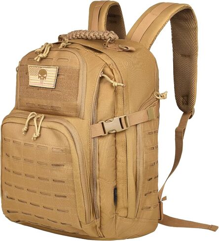 حقيبة ظهر تكتيكية عسكرية سعة 40 لتر للرجال، حقيبة ظهر للعمل من Molle EDC للمشي لمسافات طويلة، حزمة هجوم للجيش 3 أيام وحقيبة للحشرات مع حجرة المثانة المائية (05-كاكي) in Kuwait