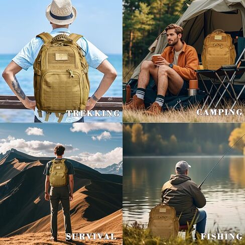 حقيبة ظهر تكتيكية عسكرية سعة 40 لتر للرجال، حقيبة ظهر للعمل من Molle EDC للمشي لمسافات طويلة، حزمة هجوم للجيش 3 أيام وحقيبة للحشرات مع حجرة المثانة المائية (05-كاكي) in Kuwait