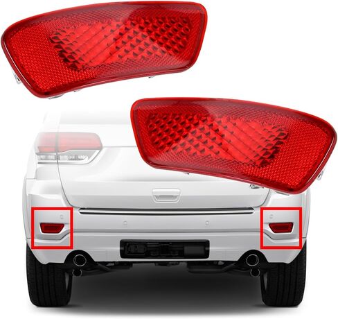 2Pcs Rear Bumper Reflector Light Lamp Compatible with 2011-2021 Jeep Grand Cherokee, 2011-2020 Dodge Journey, 2011-2017 Compass Replaces# 57010720AC 57010721AC (Red Lens, Left & Right) in Saudi Arabia