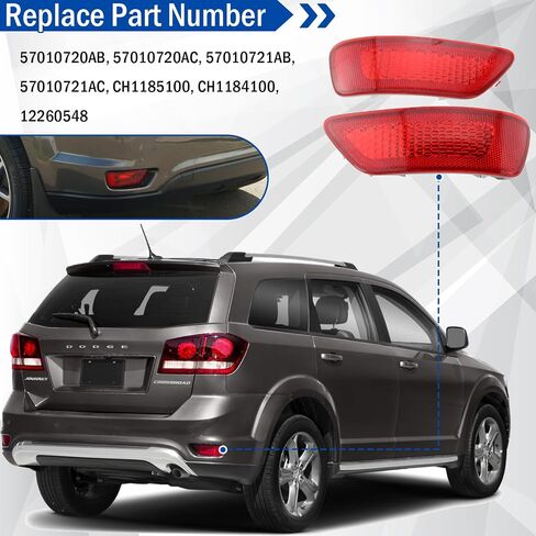 2Pcs Rear Bumper Reflector Light Lamp Compatible with 2011-2021 Jeep Grand Cherokee, 2011-2020 Dodge Journey, 2011-2017 Compass Replaces# 57010720AC 57010721AC (Red Lens, Left & Right) in Saudi Arabia