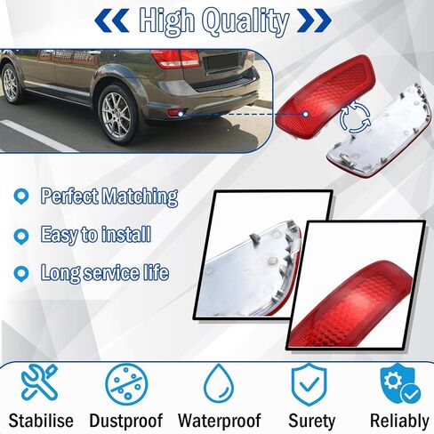 2Pcs Rear Bumper Reflector Light Lamp Compatible with 2011-2021 Jeep Grand Cherokee, 2011-2020 Dodge Journey, 2011-2017 Compass Replaces# 57010720AC 57010721AC (Red Lens, Left & Right) in Saudi Arabia