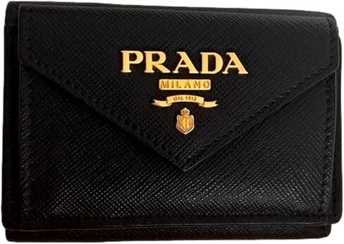 محافظ برادا النسائية ثنائية اللون ثلاثية الطي باللونين الأسود والوردي محفظة جلد سافيونو 1MH021 محفظة جلدية للنساء in Kuwait