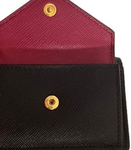 محافظ برادا النسائية ثنائية اللون ثلاثية الطي باللونين الأسود والوردي محفظة جلد سافيونو 1MH021 محفظة جلدية للنساء in Kuwait