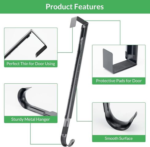 WISYOK Wreath Hangers for Front Door, Extra Long Door Hanger Hook Adjustable from 15 to 25 Inches, Black Metal Hook Over The Door for Christmas Halloween Autumn Decor in Saudi Arabia