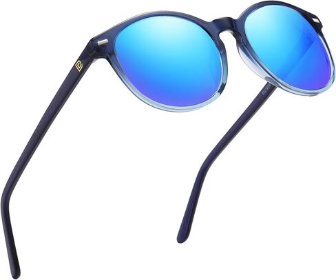 DUCO Retro Round UV400 Polarized Sunglasses for Women Men Vintage Shades Classic Acetate Trendy Fashion Sunglass DC1230 in Kuwait