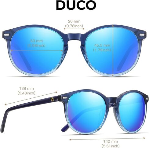 DUCO Retro Round UV400 Polarized Sunglasses for Women Men Vintage Shades Classic Acetate Trendy Fashion Sunglass DC1230 in Kuwait