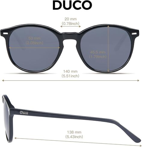 DUCO Retro Round UV400 Polarized Sunglasses for Women Men Vintage Shades Classic Acetate Trendy Fashion Sunglass DC1230 in Kuwait
