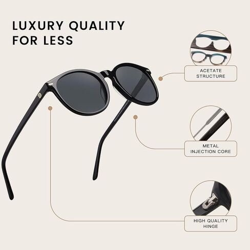 DUCO Retro Round UV400 Polarized Sunglasses for Women Men Vintage Shades Classic Acetate Trendy Fashion Sunglass DC1230 in Kuwait