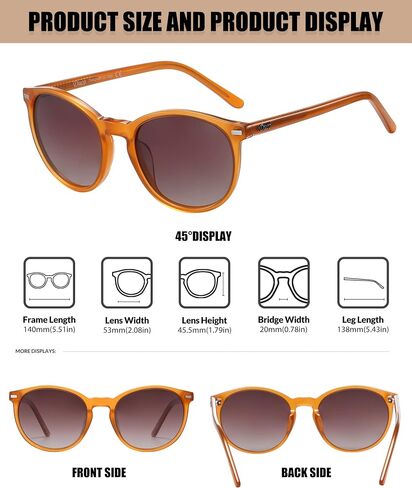 DUCO Retro Round UV400 Polarized Sunglasses for Women Men Vintage Shades Classic Acetate Trendy Fashion Sunglass DC1230 in Kuwait