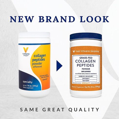 The Vitamin Shoppe Collagen Peptides Powder - Unflavored, Promotes Healthy Hair, Skin, Joint & Nails - from Grass Fed Bovine, Gluten Free Natural Peptide (14 Ounces Powder) in Saudi Arabia
