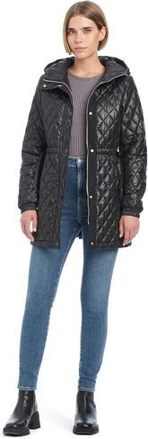 kate spade new york Women's Water Resistant Quilted Hooded Jacket with Adjustable Waist in Saudi Arabia