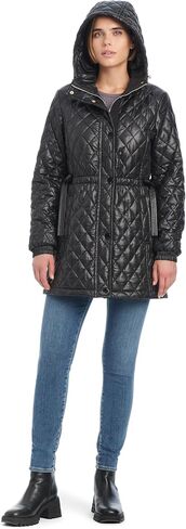 kate spade new york Women's Water Resistant Quilted Hooded Jacket with Adjustable Waist in Saudi Arabia